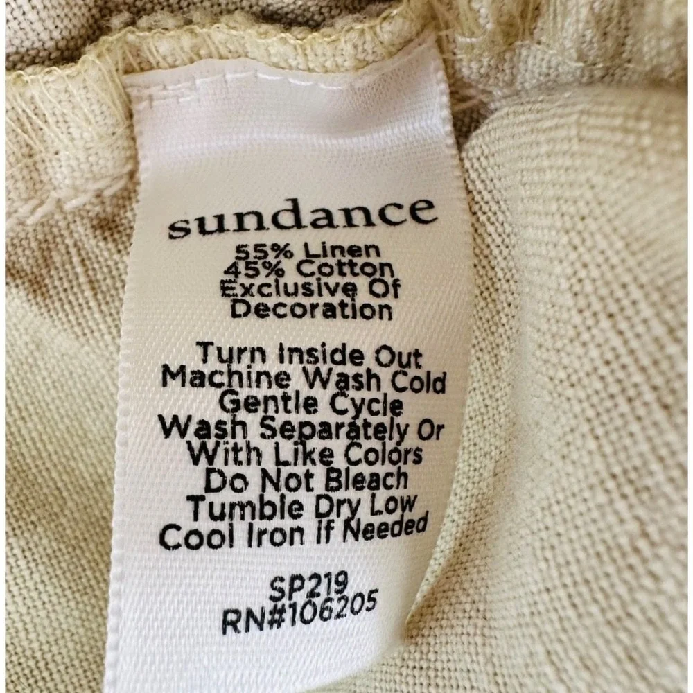 SUNDANCE Linen Blend Shorts Sandy‎ Beige Crochet Lace Trim 6